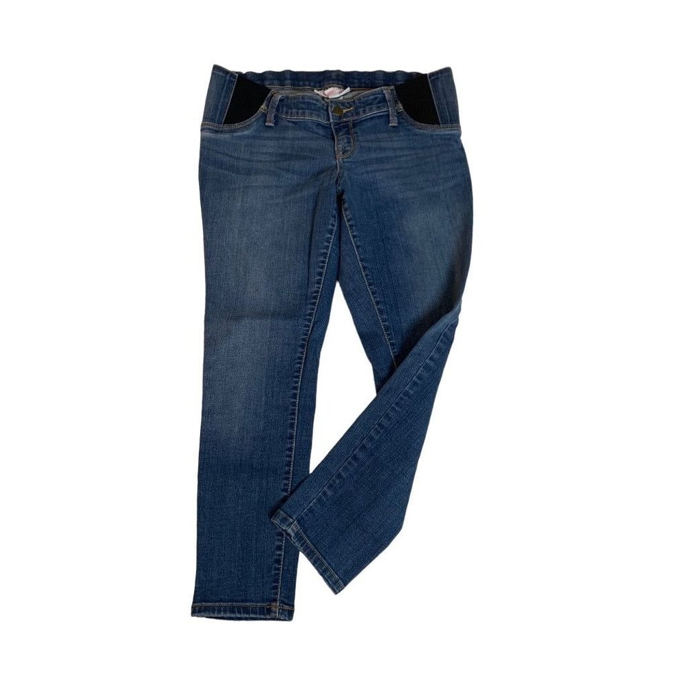 6 Isabel Maternity Skinny Crop Jeans Medium Wash Side Stretch Under‎ Belly